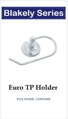 Polished chrome Euro toilet paper holder from the Blakely Series.