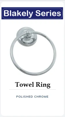 Polished chrome towel ring from the Blakely Series.