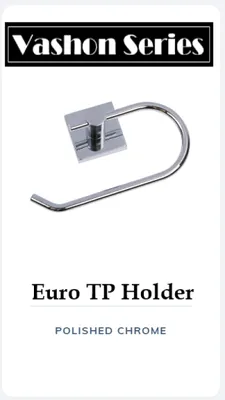 Euro toilet paper holder, polished chrome, mounted on square base.