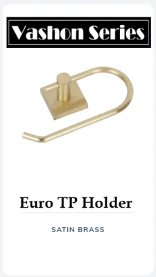 Satin brass Euro toilet paper holder from the Vashon Series.
